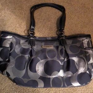 Navy and Gray Coach Bag